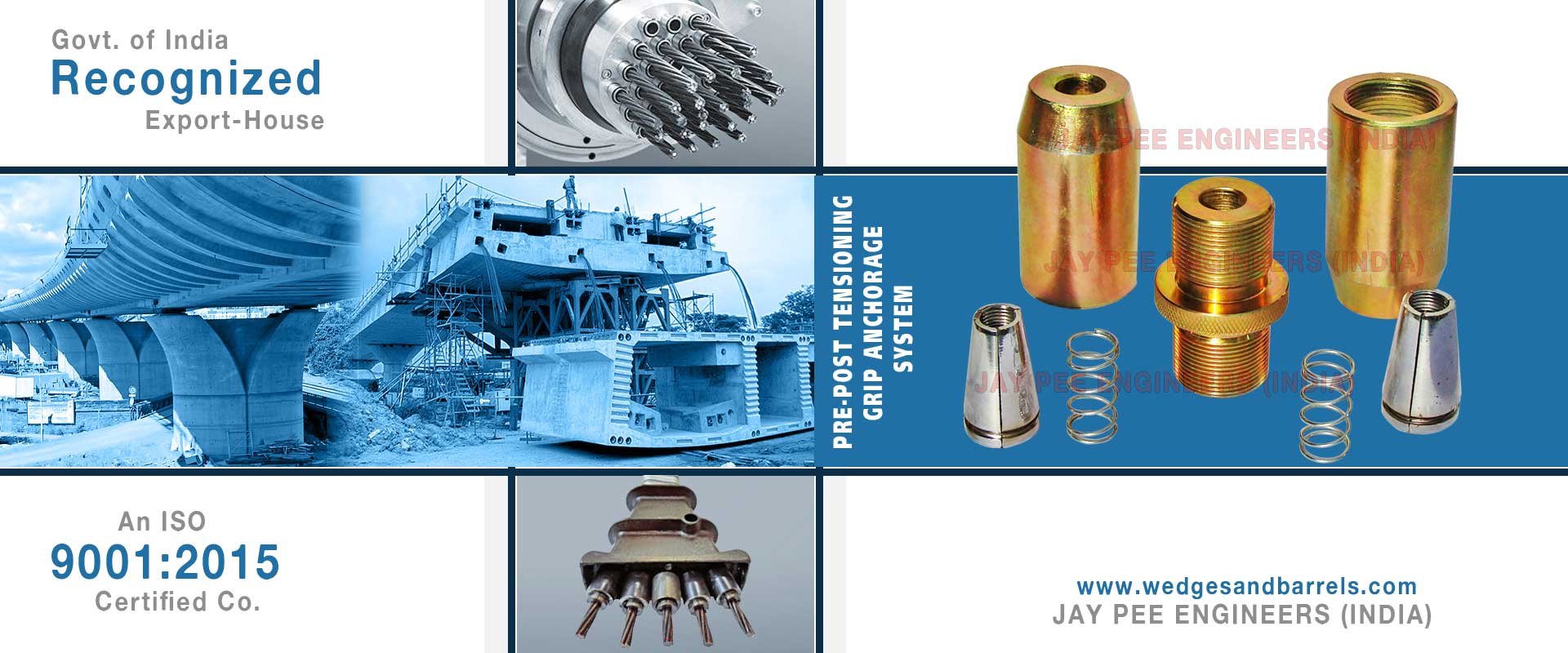 Wedge Enclosed Couplers Post Tensioning Grip System manufacturers exporters in india punjab ludhiana